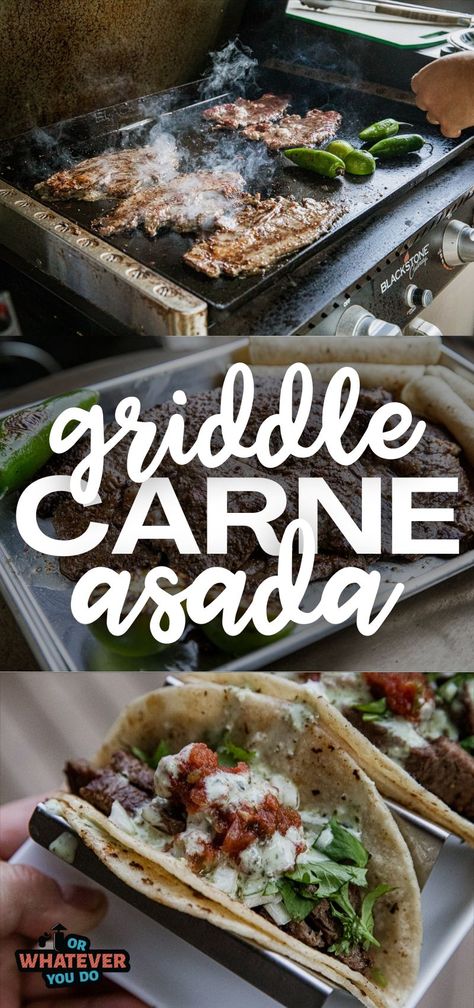 Easy Blackstone Carne Asada Blackstone Ideas, Carne Asada Recipe, Outdoor Griddle Recipes, Griddle Cooking Recipes, Carne Asada Recipes, Outdoor Cooking Recipes, Blackstone Recipes, Blackstone Grill, Cooking Stone