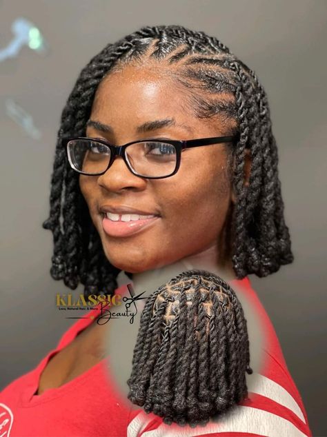 Loc Updo Black Women, Side Part Two Strand Twist Locs, Short Dreadlocks Styles For Ladies, Dreadlocks Twist Styles, Twist And Lock Natural Hairstyles, Loc Bob Hairstyles, Flat Twist Loc Styles, Dreadlock Styles For Women Black Locs, Bob Twists