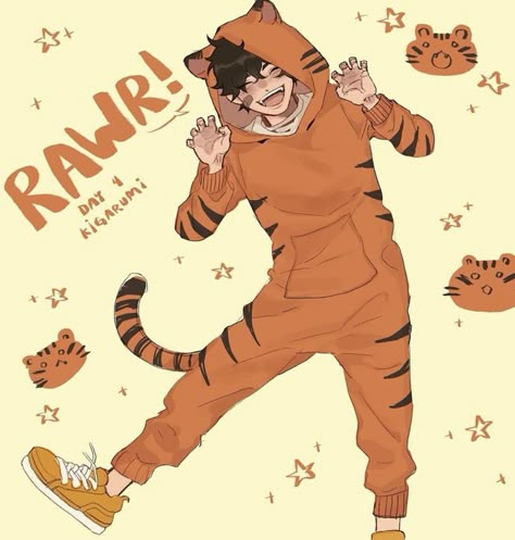 Anime Onesie Drawing, Onesie Pose Reference, Drawing Pajamas, Anime Onesie, Cat Onesie, Male Art Reference, Famous Anime, Fox Artwork, Animal Pajamas