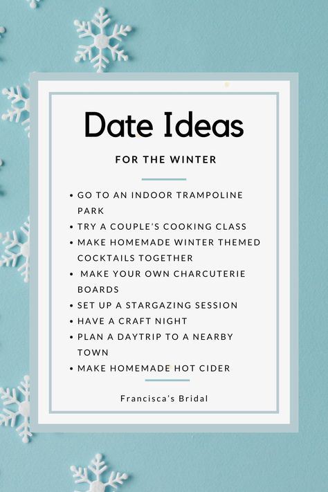 Whether you are in the midst of a winter wonderland or simply looking to spice up your date nights, we have created a list of 50 fun winter date ideas that will make this season unforgettable! From snowy outdoor adventures to warm fireside dates, we have got you covered for a season filled with love during the cold winter months! | Winter couple date ideas | Winter couple date night | Winter bucket list for couples | Winter bucket list ideas | Winter dates for couples | Fun winter date ideas |🔆#LoveStory #RomanticEncounters #HeartfeltConnections #DateNightIdeas #SoulmateSearch #FlirtyFridays #CandlelitDinners #StarryEyedMoments #LoveQuotes #DreamyDates #WhisperedPromises #AmourAdventures Winter Bucket List For Couples, Bucket List Ideas Winter, Winter Bucket List Ideas, Dates For Couples, Date Ideas Winter, Date Night Winter, Winter Dates, Couple Date Ideas, Couple Date Night