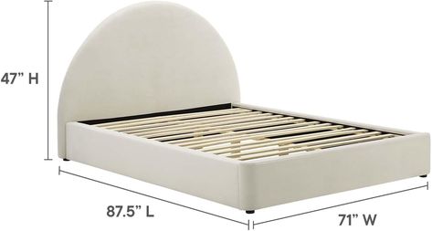 Amazon.com: Modway Resort Queen Size Platform Bed with Arch Shaped Round Headboard in Alabaster, Upholstered Velvet Bed Frameain-Resistant Performance Velvet, Soft Cloud Bed Frame, No Box Spring Needed : Home & Kitchen Cloud Bed Frame, Round Headboard, Cloud Bed, Bed Frame No Box Spring, Queen Size Platform Bed, Velvet Bed, Bed Frames, Box Spring, Platform Bed