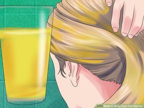 How to Make Your Hair Blonder: 15 Steps (with Pictures) - wikiHow Diy Hair Lightening Spray, How To Get Blonde Hair, Hair Lightening Spray, Lightening Dark Hair, Blonde Hair At Home, Homemade Hair Treatments, Bleaching Your Hair, Diy Hair Color, Dyed Blonde Hair