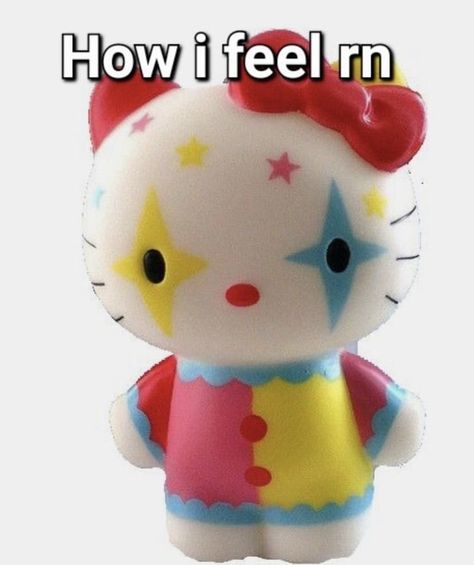 Fisheye Pfps W Rizz, Cursed Hello Kitty, Clown Meme, Clowns Funny, Cute Clown, Clowning Around, Hello Kitty Cartoon, Hello Kitty Art, The Way I Feel