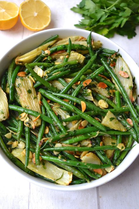 Green Bean Roasted, Roasted Fennel Salad, Fresh Vegetable Recipes, Fennel Recipes, Green Bean Salad, Roasted Fennel, Whole30 Keto, Fennel Salad, Fresh Salad