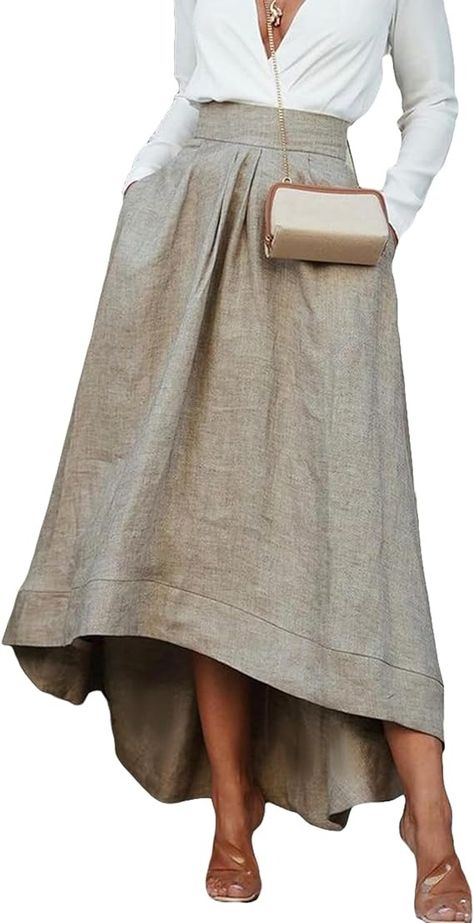 Amazon.com: YEXPINE Women's Linen Maxi Skirts High Waist A Line Flowy Skirt Boho Summer Beach Skirts with Pocket Khaki : Clothing, Shoes & Jewelry Beach Skirts, Intricate Hairstyles, Linen Maxi Skirt, Long Skirt Summer, Fashion Illustrations Techniques, Skirts Casual, Beach Skirt, Linen Skirt, Summer Skirts