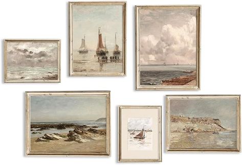 Amazon.com: TWNSLLA Coastal Vintage Wall Decor,Vintage Seascape Wall Art,Antique Nautical Ship Prints Wall Decor,Vintage Sea Landscape Wall Art,Sailboat Nautical Art Pictures for Home Bedroom,Unframed: Posters & Prints French Coastal Decor, Coastal Gallery Wall, Sailboat Wall Art, Images D'art, Seascape Wall Art, Coastal Painting, Nautical Wall Decor, Coastal Wall Decor, Gallery Wall Art Set