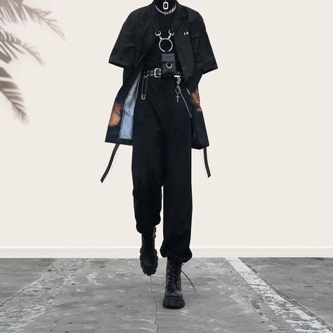 Techwear Boy, Korean Techwear, E Boy Outfits, Husband Aesthetic, Masculine Outfits, Corpse Husband, Goth Boy, Aesthetic Dress, Cyberpunk Fashion