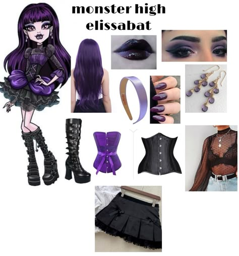 Monster high elissabat cosplay outfit Ellisabat Halloween Costume, Monster High Cosplay Elissabat, Elissabat Halloween Costume, Elissabat Monster High Costume, Ellisabat Outfit, Trick Or Treat Outfit, Elissabat Costume, Elissabat Cosplay, Elissabat Monster High