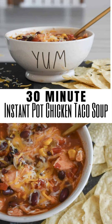 fall soup Chicken Taco Soup Instant Pot, Taco Soup Ranch, Instant Pot Chicken Taco Soup, Instant Pot Taco Soup, Chicken Taco Soup Recipe, Taco Toppings, Taco Soup Recipe, Delicious Family Meals, Chicken Taco Soup