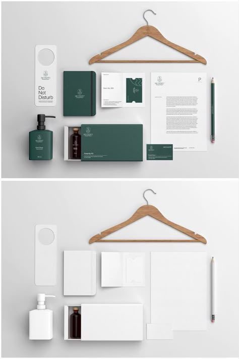 Designing a branding identity for a hotel or resort is a lifetime opportunity and definitely, it needs lots of research and redos. Free Hotel Identity Branding mockup, the mockup comes in 5K high-resolution file so it allows you to show every detail of your artwork. This free PSD mockup features letterhead, business card, wooden hanger, plastic room key, amenity kit, notebook, pencil, and a door hanger. #hotelbrandingmockup #psdmockup #freemockup #hotelidentitydesign #branding #stationerymockup Hotel Branding Mockup, Hotel Branding Design Inspiration, Hotel Card Design, Hotel Key Card Design, Hotel Room Details, Hotel Letterhead, Hotel Branding Design, Hotel Business Card, Hotel Door Hanger