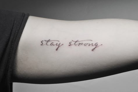 stay strong, make them wonder how you're still smiling. Stay Strong Tattoo Men, You Are Strong Tattoo, Stronger Tattoos For Women, Tattoo Stay Strong, Stay Tattoo, Stay Strong Tattoo, Alas Tattoo, Strong Tattoos, Small Shoulder Tattoos