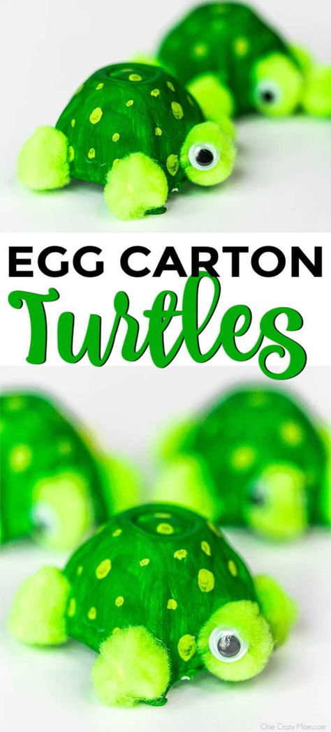 Save your empty egg cartons and make this Easy Turtle Egg Carton Craft. This is the perfect craft to make with the kiddos that is easy, frugal and fun! Egg Carton Craft, Carton Craft, Turtle Crafts, Egg Carton Crafts, Craft To Make, Homeschool Crafts, Egg Cartons, Toddler Arts And Crafts, Preschool Arts And Crafts