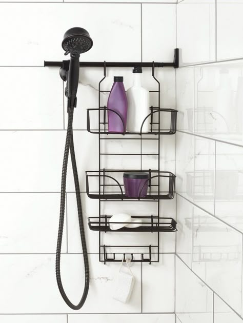 15 simple, creative bathroom organization + storage ideas: Shelves in the shower. Top Bathroom Design, Bathroom Shower Organization, Bathroom Storage Solutions, Shower Storage, Creative Bathroom, Shower Organization, Shower Shelves, Trendy Bathroom, Shower Caddy