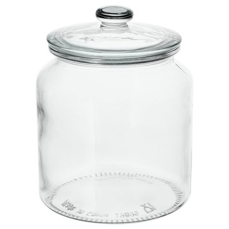 IKEA - VARDAGEN, Jar with lid, clear glass, The transparent jar makes it easy to find what you are looking for, regardless of where it is placed. You can reduce your food waste by storing your dry foods in a jar with a tight-fitting lid, because it keeps the food fresh longer. Ikea Vardagen, 365 Jar, Ikea 365, Food Storage Organization, Recycling Facility, Ikea Family, Food Jar, Container Store, Small Storage