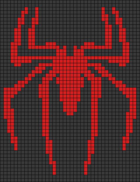 Spider Man Sewing Pattern, Spider Man Blanket Crochet, Marvel Knitting Patterns, Spider Man Tapestry Crochet, Miles Morales Cross Stitch, Spider Man Grid Pattern, Spiderman Crochet Tapestry, Spider Man Cross Stitch, Spiderman Tapestry Crochet