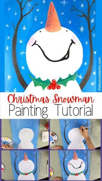 How To Paint Snowman Faces On Wood, Upside Down Snowman, Painting Snowmen On Wood, Snowman Perspective Art, Christmas Step By Step Painting, Directed Painting For Kids, Winter Paint Party Ideas, 5th Grade Christmas Art Projects, Easy Diy Christmas Paintings