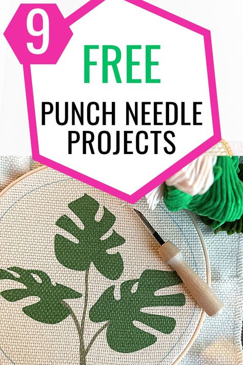 Punch Needle Wall Hanging Diy, Punch Needle Embroidery Patterns Free, Punch Needle Yarn Size, Free Needle Punch Patterns, Needle Punching Patterns, Punch Needle Patterns Free Printable Flowers, Punch Needle Material, Tufting Patterns Free, Punch Needle Ideas Projects Easy