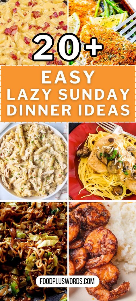 Sunday dinners should be a time of pure relaxation. This collection of lazy Sunday dinner ideas is all about simplicity, making your family meal a breeze. From hearty comfort foods to healthy and easy-to-prepare dishes, we've got your Sunday dinner cravings covered. So sit back, unwind, and savor the flavors of a tranquil evening. Easy Sunday Dinner Recipes, Sunday Dinner Quick, Lazy Sunday Dinner, Saturday Night Dinner Ideas, Easy Sunday Dinner Ideas, Dinner Cravings, Easy Sunday Dinner, Sunday Dinner Ideas, Easy Comfort Food Dinners