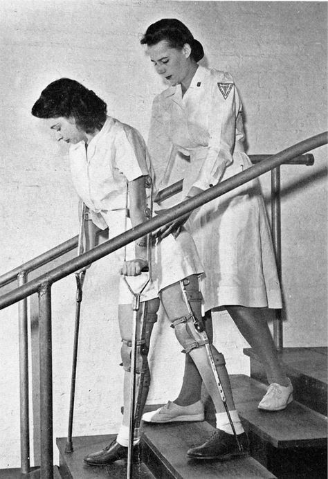 Afo Brace, Leg Braces, Vintage Medical, How To Go, Crutches, Vintage Pictures, Braces, Stairs, Male Sketch