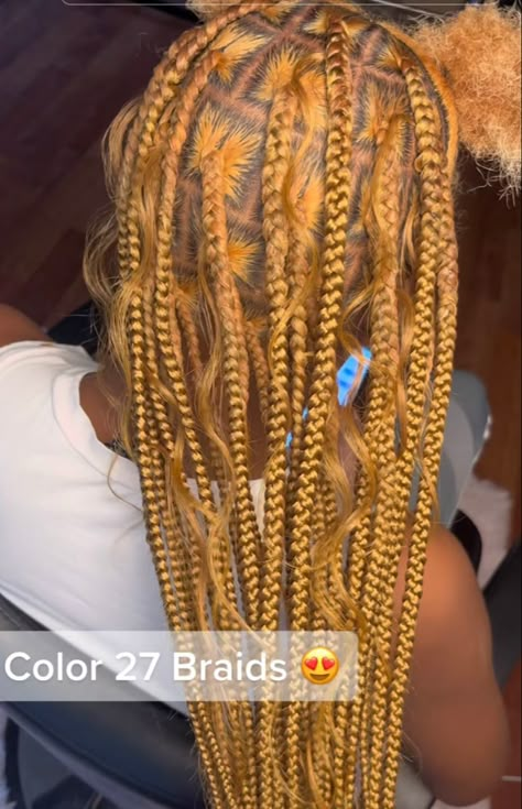 Medium Honey Blonde Knotless Braids, Honey Blonde Large Knotless Braids, Ginger Blonde Knotless Braids, Honey Blond Braid Hairstyles, Knotless Honey Blonde Braids, Honey Brown Braids, Braids Honey Blonde, Honey Blonde Knotless, Honey Brown Knotless Braids