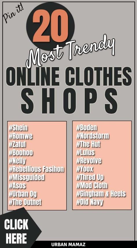 20-most-trendy-clothes-shops-online to PIN!  Click here to learn more》 #fashionshops #bestonlineshops #clothesonline #fashiontips Clothes Stores, Online Shopping Sites Clothes, Clothes Shops, Fitness Humor, Best Online Clothing Stores, Cute Clothing Stores, Cheap Shopping, Clothing Sites, Online Shopping Websites