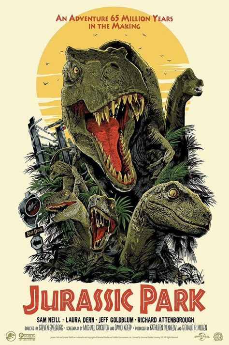 Jurassic Park Poster, Mondo Posters, Jurassic World 3, Life Finds A Way, Jurassic Park 1993, Jurassic Park Movie, Dinosaur Posters, Jurrasic Park, Camp Cretaceous