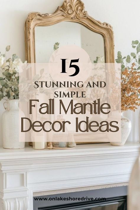 Fall Mantle DECOR IDEAS Mantel Decorating Ideas For Thanksgiving, Easy Fall Mantel Decorations, Fall Mantle With Mirror, Thanksgiving Fireplace Decor Mantles, Simple Fall Mantel Decor, Fall Mantle Decor 2024, Fall Mantel Decor Ideas, Fall Mantels Mantles Decor, Fall Mantle Decor Ideas