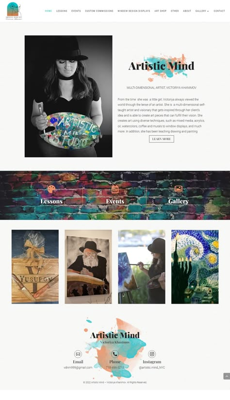 Website designed and developed for an artist that does painting classes for events among other artistic things. Artist Portfolio Website Design, Art Studio Website, Website For Artist, Artist Web Design, Art Portfolio Website Design, Artistic Website Design, Artist Website Design Layout, Non Profit Website, 90s Mood Board