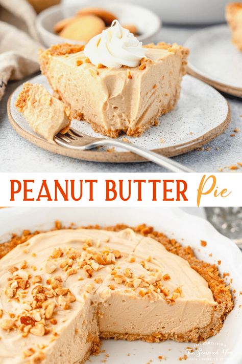 An old-fashioned peanut butter pie is a classic Southern dessert! With a vanilla wafer cookie crust and a cool, creamy peanut butter filling, it's the perfect combination of salty-and-sweet flavors with smooth and crunchy textures. Best of all, the easy peanut butter pie comes together with a no-bake filling that requires just minutes of hands-on effort! Finish each slice with a dollop of whipped cream for a decadent addition to your next cookout, Sunday supper, or holiday table. Southern Peanut Butter Pie, Peanut Butter Pie Crust, Old Fashion Peanut Butter Pie, Simple Peanut Butter Pie, Old Fashioned Peanut Butter Pie, Creamy Peanut Butter Pie, No Bake Pie Filling, Best Peanut Butter Pie, Peanut Butter Pie No Bake