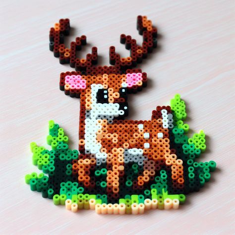 Deer Perler Beads, Perler Bead Patterns Animals, Minecraft Perler Beads, Easy Perler Beads, Hamma Beads Ideas, Easy Perler Bead Patterns, Melty Bead Patterns, Pearl Beads Pattern, Easy Perler Beads Ideas