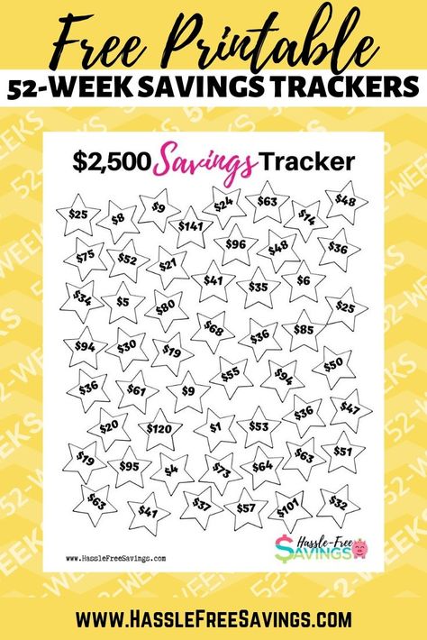 This FREE Printable Money Saving Chart is designed to help you save $2,500 in 52 weeks. You choose how much you save each week. Track your savings in this free printable money saving tracker. Money Saving Chart, Free Printable Money, Saving Chart, 52 Week Money Challenge, 52 Week Money Saving Challenge, Printable Money, Saving Money Chart, Savings Chart, 52 Week Savings Challenge