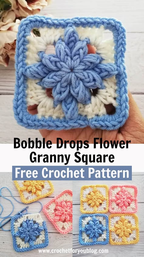 Crochet Flower Granny Square, Crochet Flower Granny Square Pattern, Crochet Granny Square Pattern, Granny Square Pattern Free, Motifs Granny Square, Crochet Flower Squares, Flower Granny Square, Granny Square Patterns, Granny Square Crochet Patterns Free