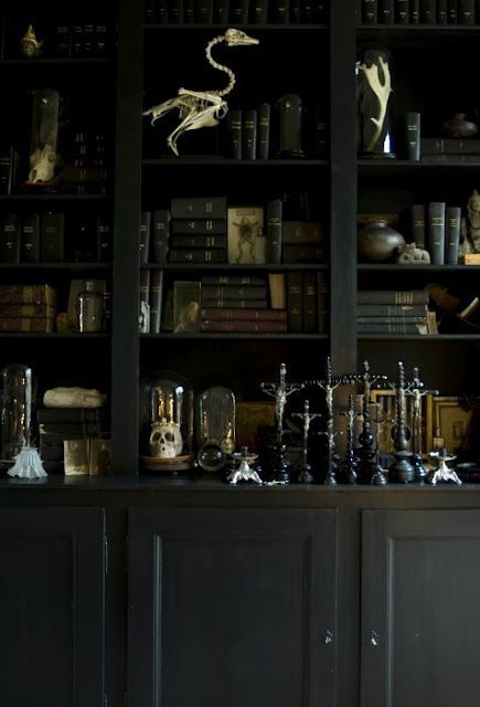 21 Gorgeous Gothic Home Office And Library Décor Ideas | DigsDigs Gothic Library, Goth Home, Dark Home, Dark Interiors, Library Decor, Gothic Home, Cabinet Of Curiosities, Gothic Decor, Gothic Home Decor