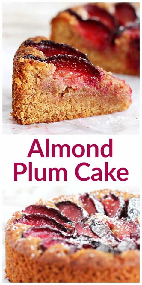 Keto Plum Cake, Fresh Plum Cake, Almond Plum Cake, Keto Plum Recipes, Ground Almond Recipes, Fresh Plum Recipes, Easy Fruit Desserts, Plum Torte, Plum Dessert