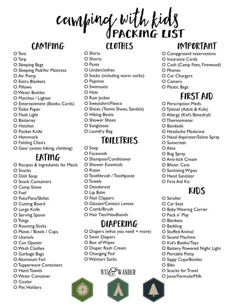 Packing List for Camping with Kids - Wit & Wander Camping Hacks With Kids, Car Camping Organization, Zelt Camping, Camping Bedarf, Printable Packing List, Camping With Toddlers, Camping Accesorios, Camping Packing List, Camping List