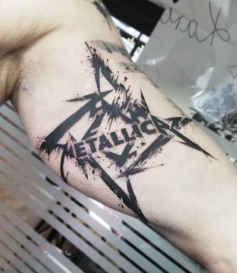 Acdc Tattoo, Heavy Metal Tattoo, Metallica Tattoo, Star Tattoo Meaning, Tato Tradisional, Rock Tattoo, M Tattoos, Tattoo Background, Star Tattoo Designs