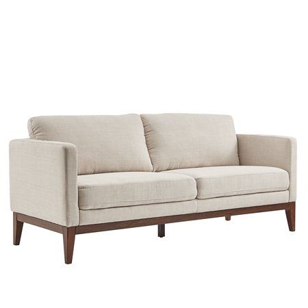 Beige Loveseat, Mid Century Aesthetic, Sofa Beige, Sofa Ideas, Modern Farmhouse Living Room, Beige Sofa, Linen Sofa, Living Room Sets Furniture, Wooden Sofa