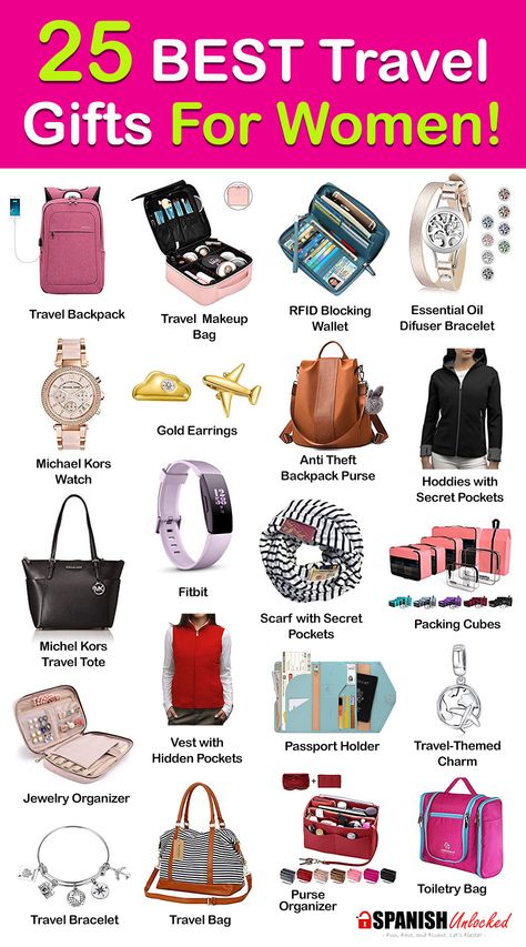 Check out this gift ideas to help you find the perfect travel gifts for your wife, mom, girl friend, traveler friends or for yourself! This list includes Michael kors tote bag, Michael Kors watch, travel accessories, packing cubes, makeup bag, antitheft bag, anti theft backpack, passport wallet, travel themed jewelry, fitbit, and more! #travelgifts #travelgiftsforher #forwomen #giftsfortrevelers #giftguide #giftideas #travelaccessories #traveltips Travel Bracelet, Michael Kors Tote Bag, Best Travel Gifts, Anti Theft Backpack, Voyage Europe, Accessories Packing, Packing Tips For Travel, Travel Items, Themed Jewelry