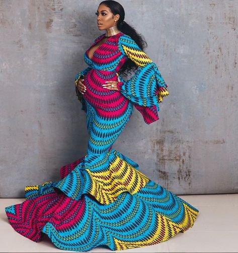 Porsha Williams Ankara Maternity, African Maternity, African Maternity Dresses, Porsha Williams, Celebrity Inspired Dresses, Afrikaanse Mode, African Designs, African Wedding Dress, Maternity Dresses For Photoshoot