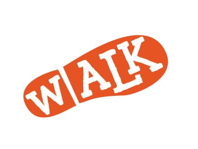 Walk Logo by Rachel Winter Walk Logo Design, Walk Typography, Steps Logo, Walk Challenge, Footwear Logo, Path Logo, Walk Logo, Logo Concept Design, Sneaker Logo