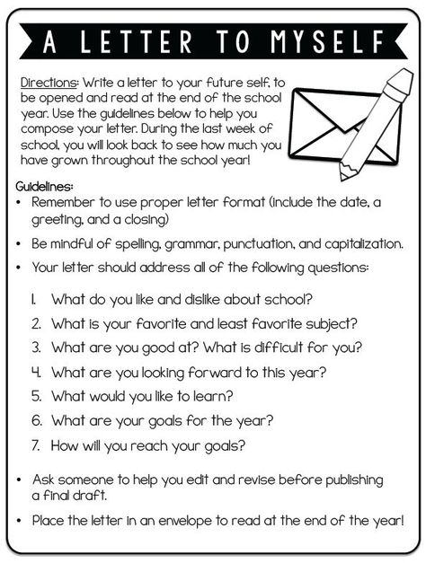 Have your student write a letter to their future self!  1: Written for them to read at the end of the school year. 2: Written for them to receive right before they graduate high school! They will be very thankful. Year 5 Transition Day Activities, First Week Of School Ideas High School, Transition Day Activities Ks2, Transition Activities Ks2, Letter To Self, Middle School Activities, First Day Activities, Write A Letter, First Day Of School Activities