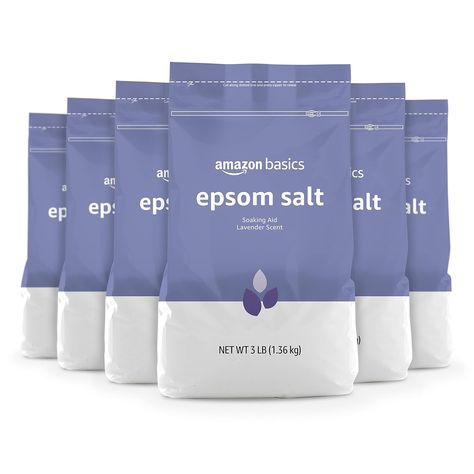 Amazon Basics Epsom Salt Soaking Aid, Lavender Scented, 3 Pound, 6-Pack (Previously Solimo) Epsom Salt Crystals, Lavender Epsom Salt, Stocking Stuffers For Adults, Top Selling Products, Salt Crystals, Spring Spa, Amazon Top, Salt Crystal, Amazon Basics