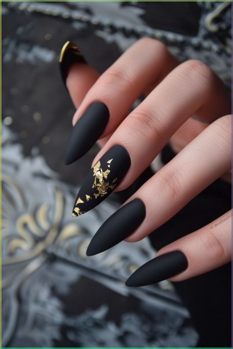 Night Inspired Nails, Matte Stiletto Nails, Wave Nails, Nail Piercing, Matte Nail Art, Matte Black Nails, Matte Nail, October Nails, Polish Art