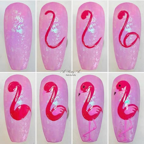 Cartoon Nail Designs, Classy Nail Art Ideas, Flamingo Nails, 3d Nail Art Designs, Quick Nail Art, Nail Art Diy Easy, Animal Nail Art, Beauty Hacks Nails, Nail Art Pictures