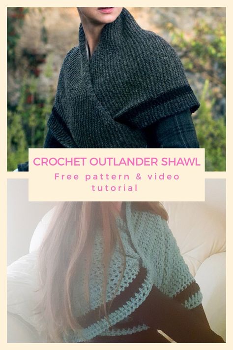 Outlander Crochet, Crochet Outlander, Outlander Shawl, Outlander Patterns, Outlander Knitting Patterns, Lidia Crochet Tricot, Outlander Knitting, Crochet Shawl Pattern, Crochet Shawl Pattern Free