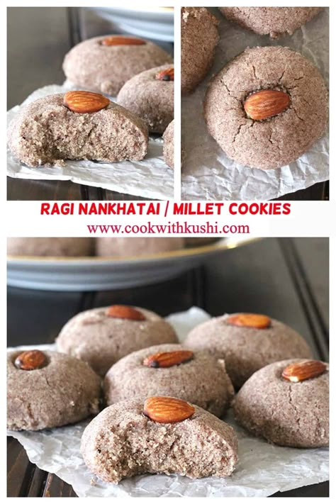 Ragi Biscuits Recipe, Ragi Cookies Recipe, Ragi Recipe, Egg Less Cookies, Indian Biscuits, Ragi Cookies, Baked Indian Snacks, Indian Bakery, Millet Cookies