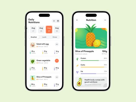 Nutrition App Design, Nutrition App Ui Design, Food Tracker App, Meal Plan App, Calorie Counter App, Meal Planner App, Counter App, Gym App, Health App Design