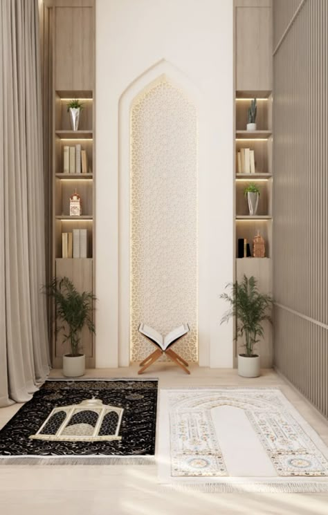 Islam Prayer Room, Namaz Room Ideas, Islamic Prayer Room Ideas, Prayer Room Design Muslim, Islamic Prayer Room, Namaz Room, Praying Room, Modern Kids Room Design, Islamic Interior Design