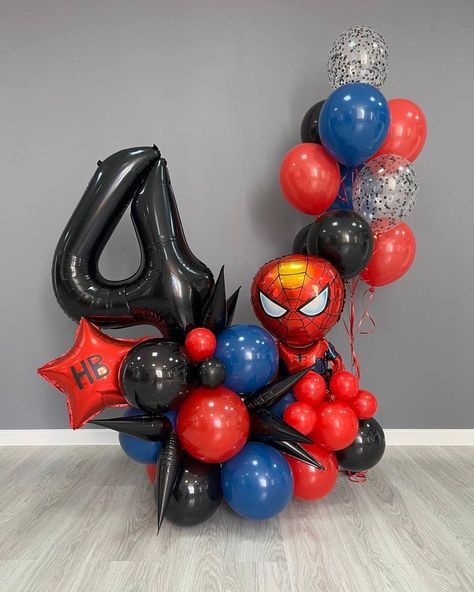 Spiderman Balloon, Batman Themed Birthday Party, Spiderman Birthday Party Decorations, Spiderman Cake Topper, Balloon Bouquet Diy, Henna Inspired Tattoos, Spiderman Birthday Party, Avengers Birthday, Spiderman Party