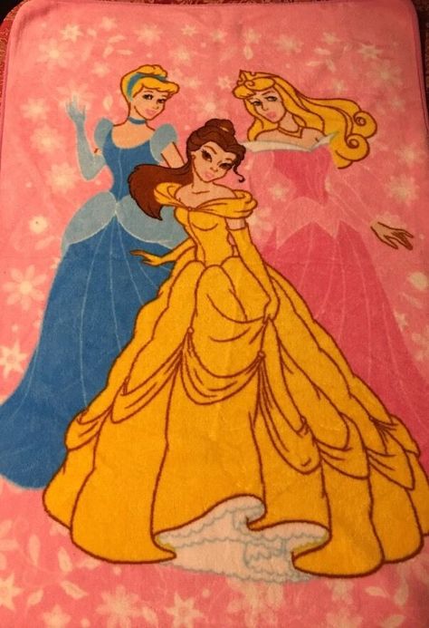 RARE 3 Disney Princess Fleece Throw Blanket Cinderella Belle Sleeping Beauty  | eBay Disney Princess Nostalgia, Disney Princess Blanket, Disney Princess Bedding, Nostalgia Critic, Childhood Core, Princess Blankets, Disney Blanket, Princess Accessories, Rare Aesthetic